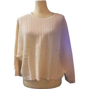 Wynne Layers Textured Ribbed Sweater Top, Cream, Women's Size XL